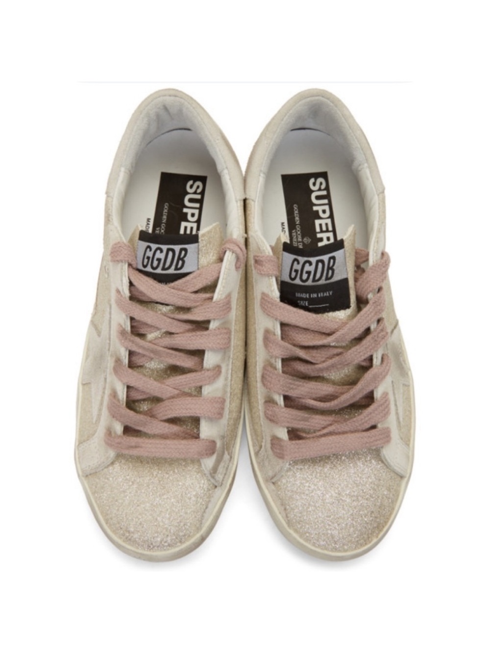 Limited Edition Golden GooseSuperstar Glitter Pink Lace LowTop Sneakers 38 US 9